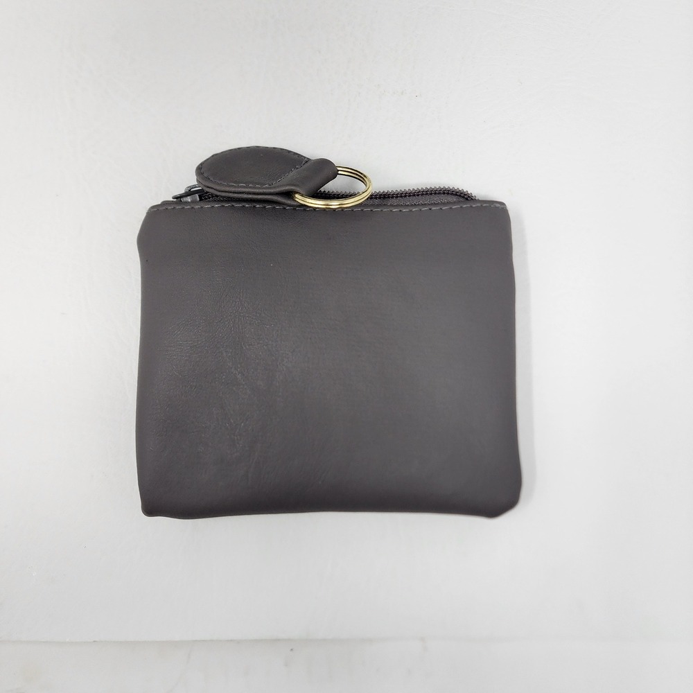 Vtg JG Hook Grey Faux Leather Shoulder Bag w Matching Pouch Key Ring Neutral - Picture 11 of 16